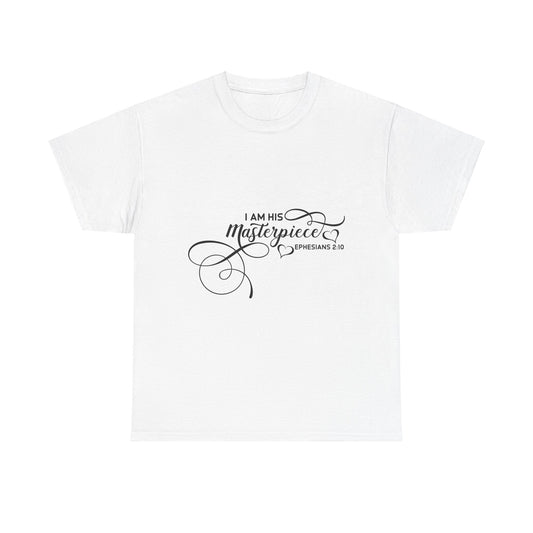 Inspirational Unisex Heavy Cotton Tee - "I Am His Masterpiece" Ephesians 2:10