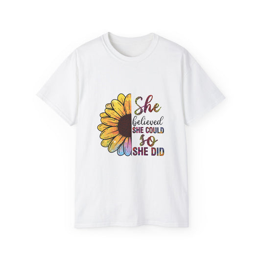 She Believed Floral Unisex Ultra Cotton Tee - Inspirational Motivational Shirt