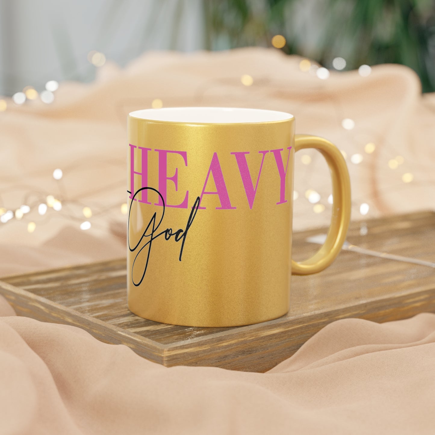 Inspirational Metallic Mug - 'I Vibe with God' - Silver/Gold