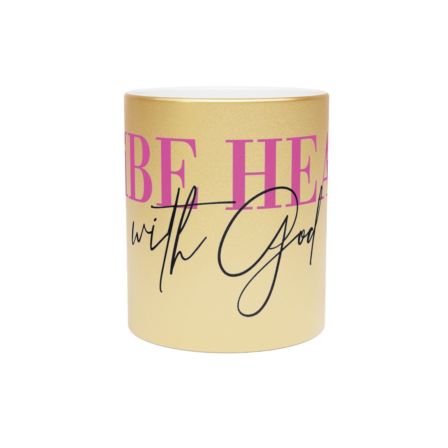 Inspirational Metallic Mug - 'I Vibe with God' - Silver/Gold