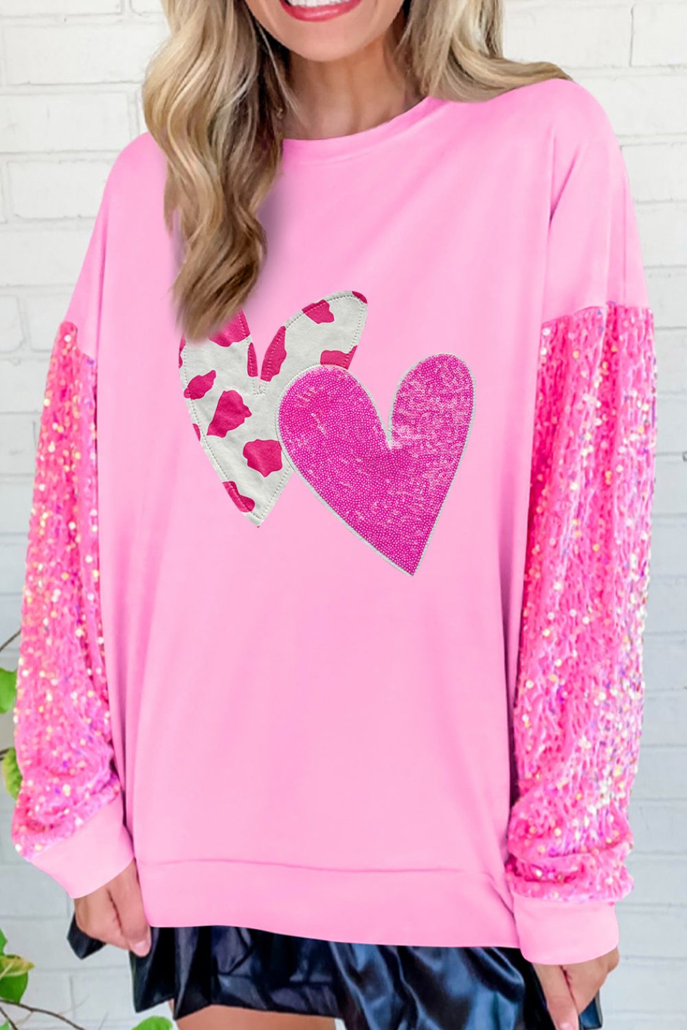 Sudadera de manga larga con corazón de lentejuelas para San Valentín