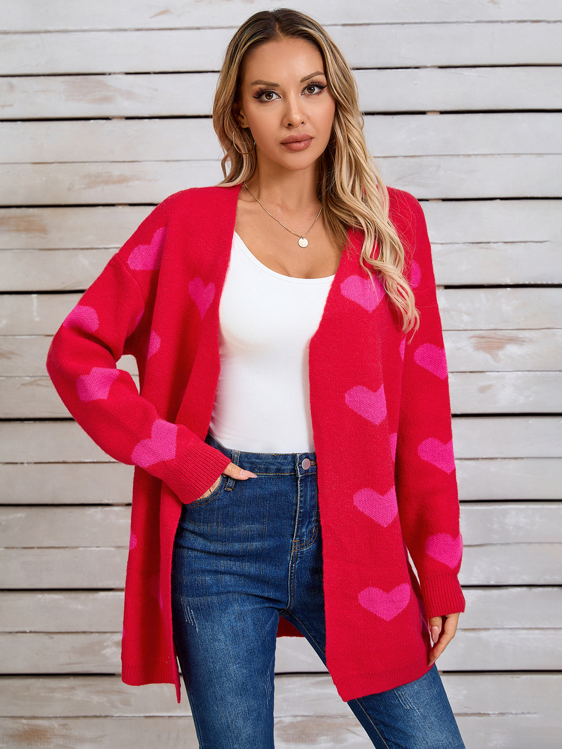 Angel Wings Heart Open Front Long Sleeve Cardigan