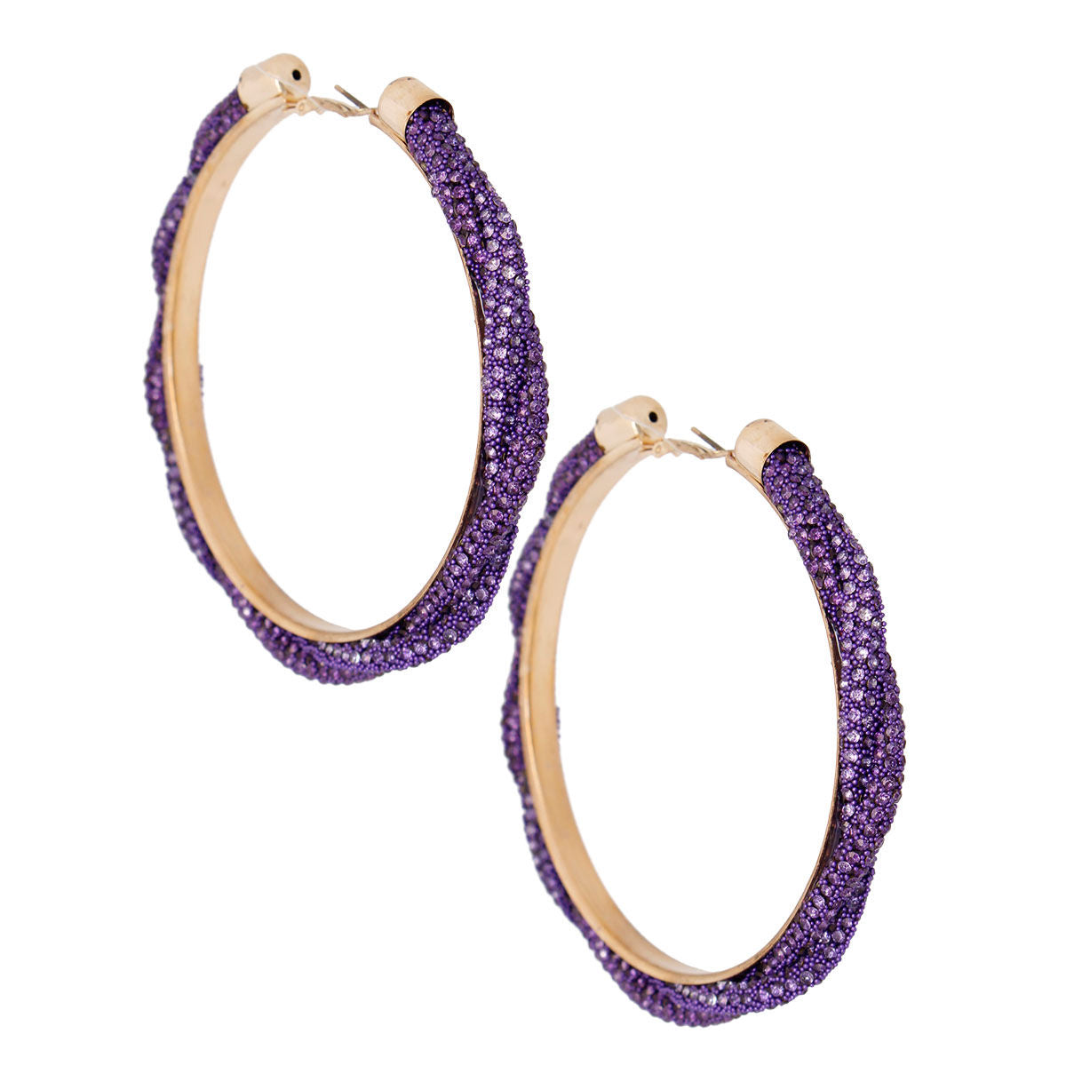 Purple Twisted Stone Hoops