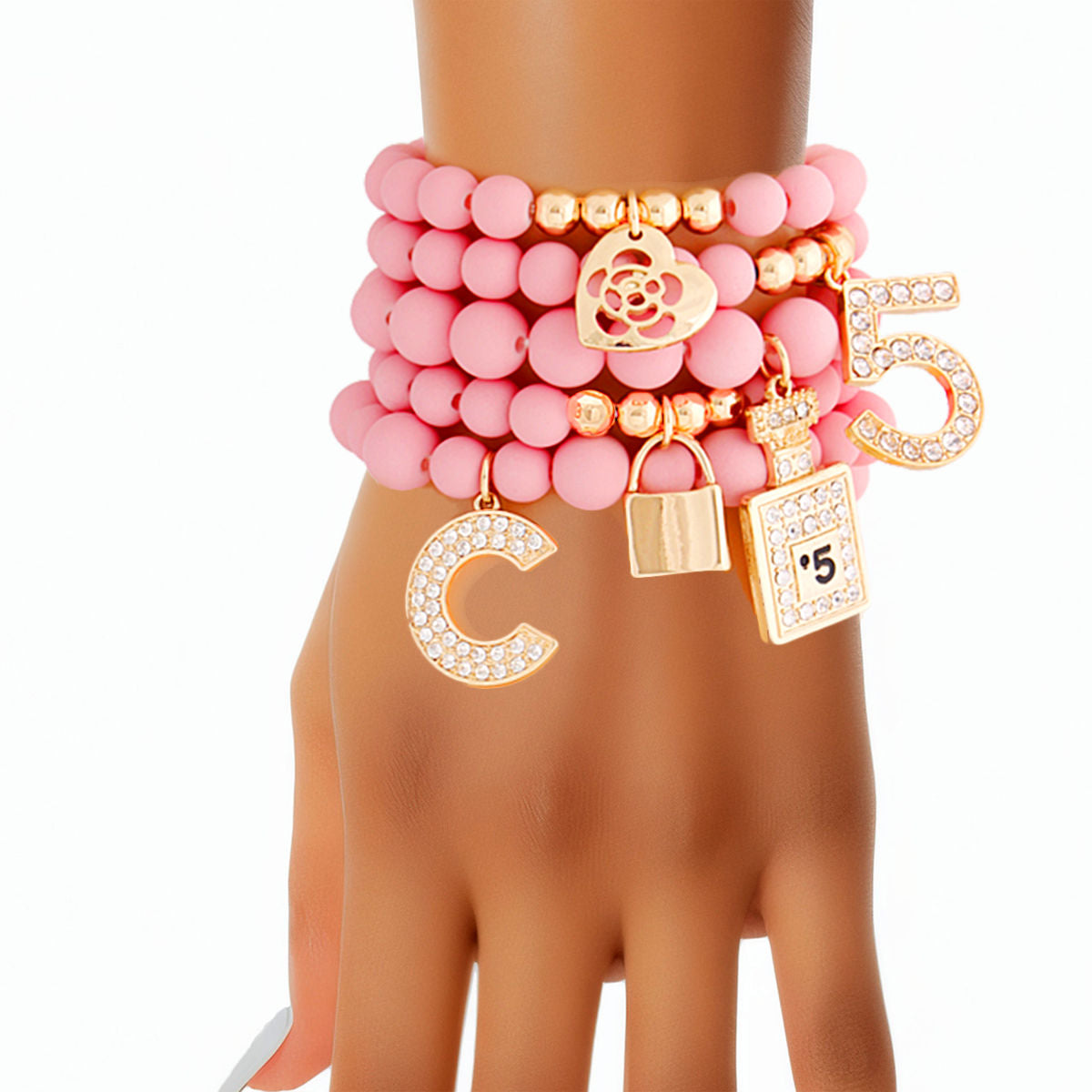 Matte Pink No. 5 Boutique Charm Bracelets