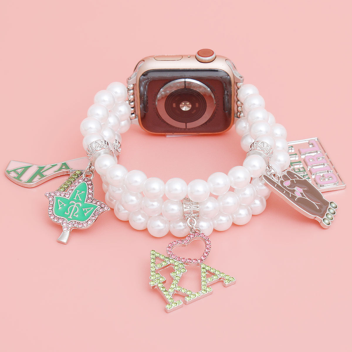 AKA Sorority White Pearl Watch Band for Women