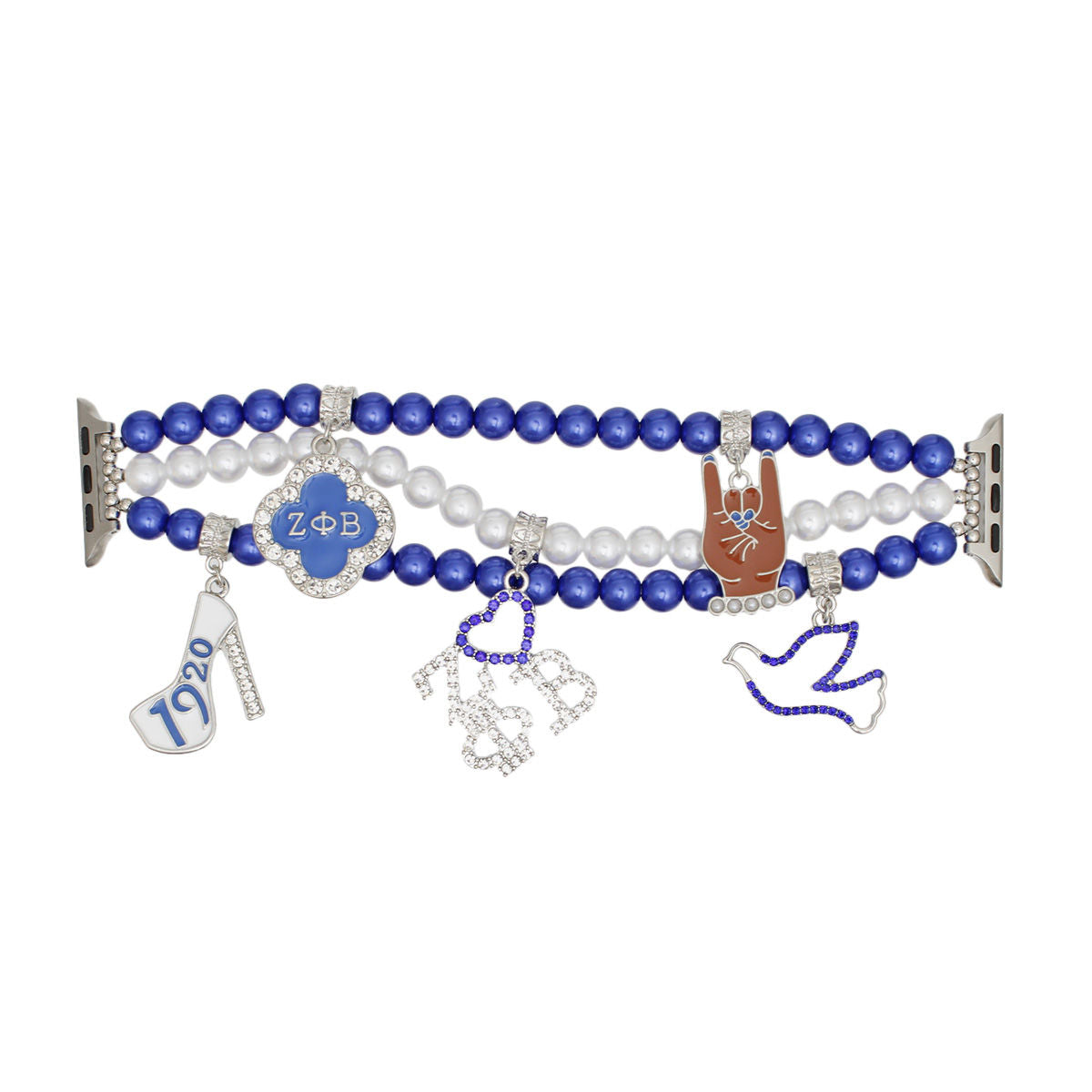 ZPB Sorority Blue White Pearl Watch Band for Women