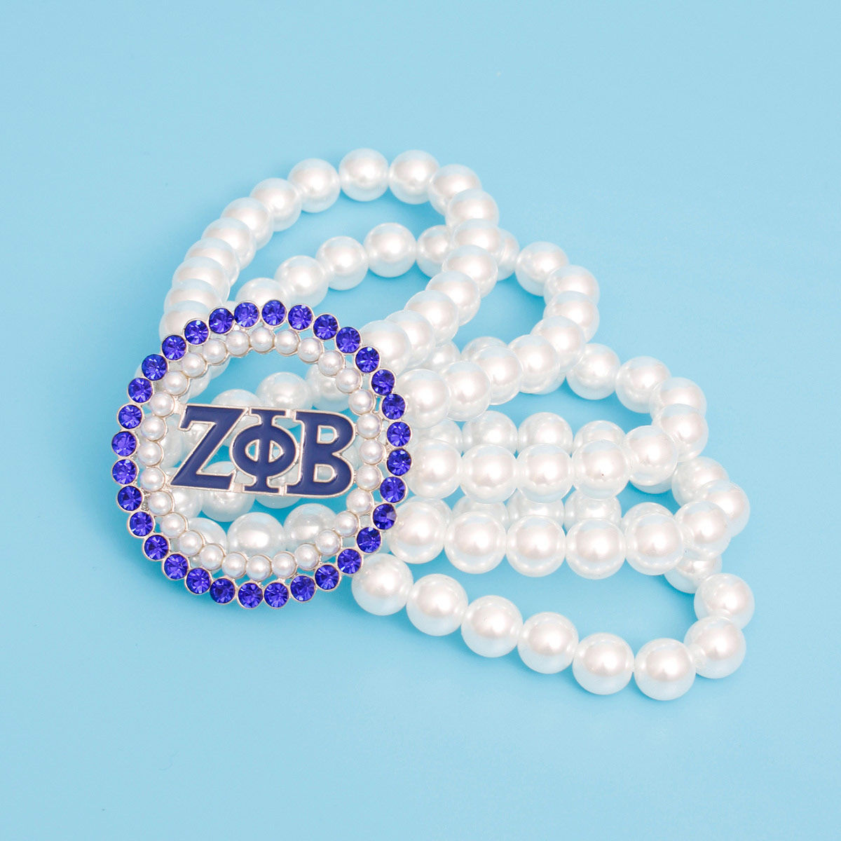 Pearl Bracelet Zeta Phi Blue White for Women