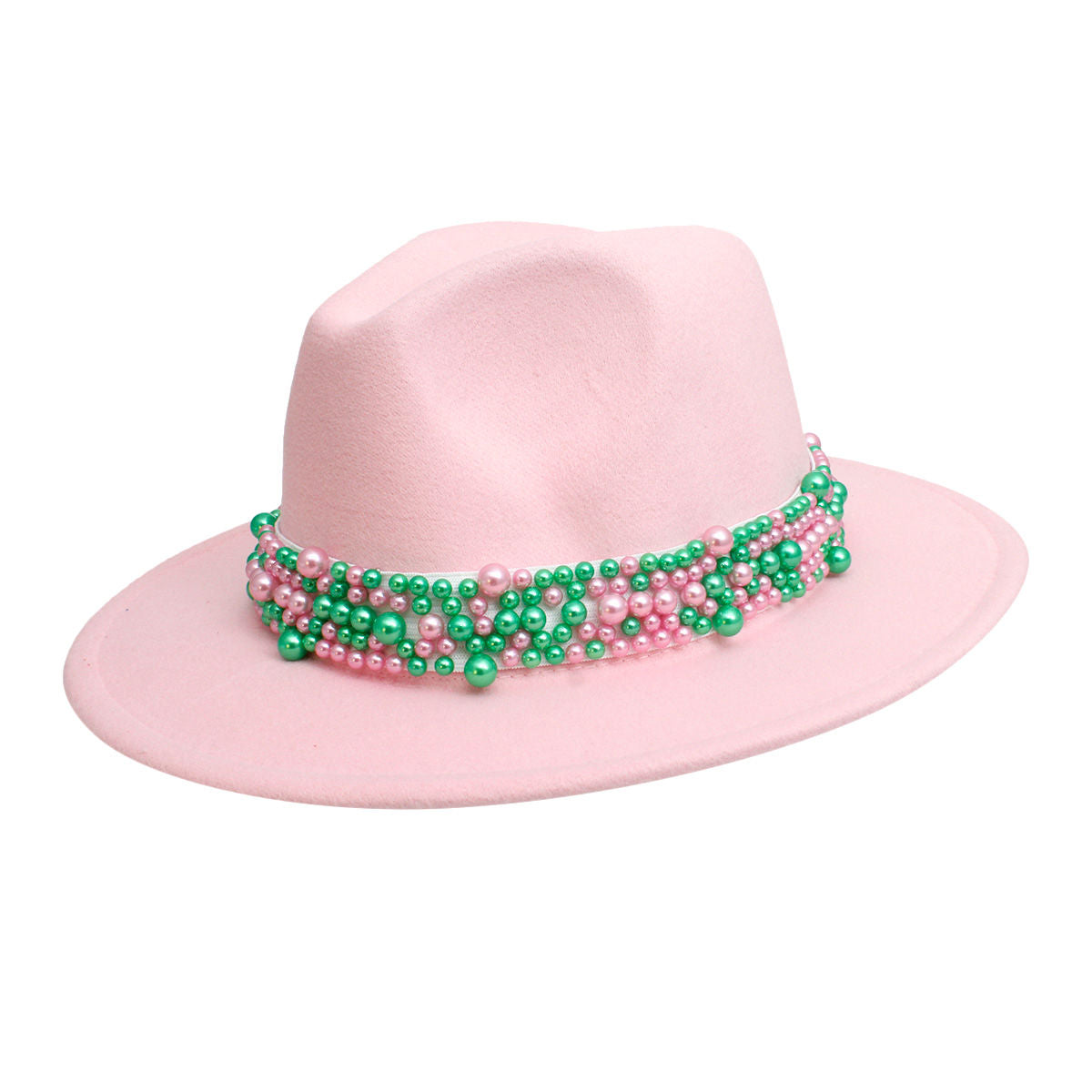 AKA Sorority Pink Fedora Pearl Band Hat for Women