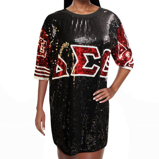 DST Sorority Black and Red Sequin Jersey Shirt