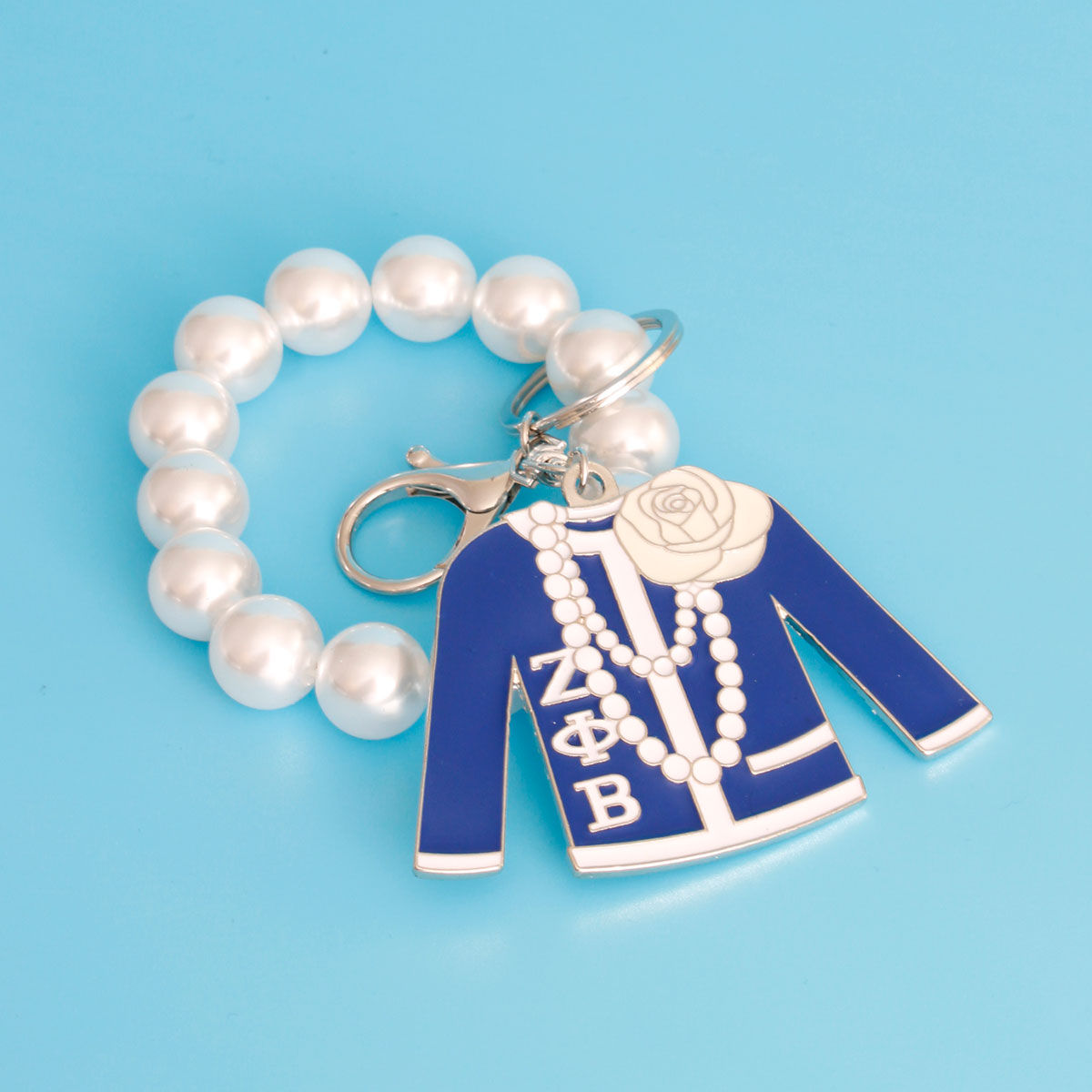 Blue and White Sorority Keychain