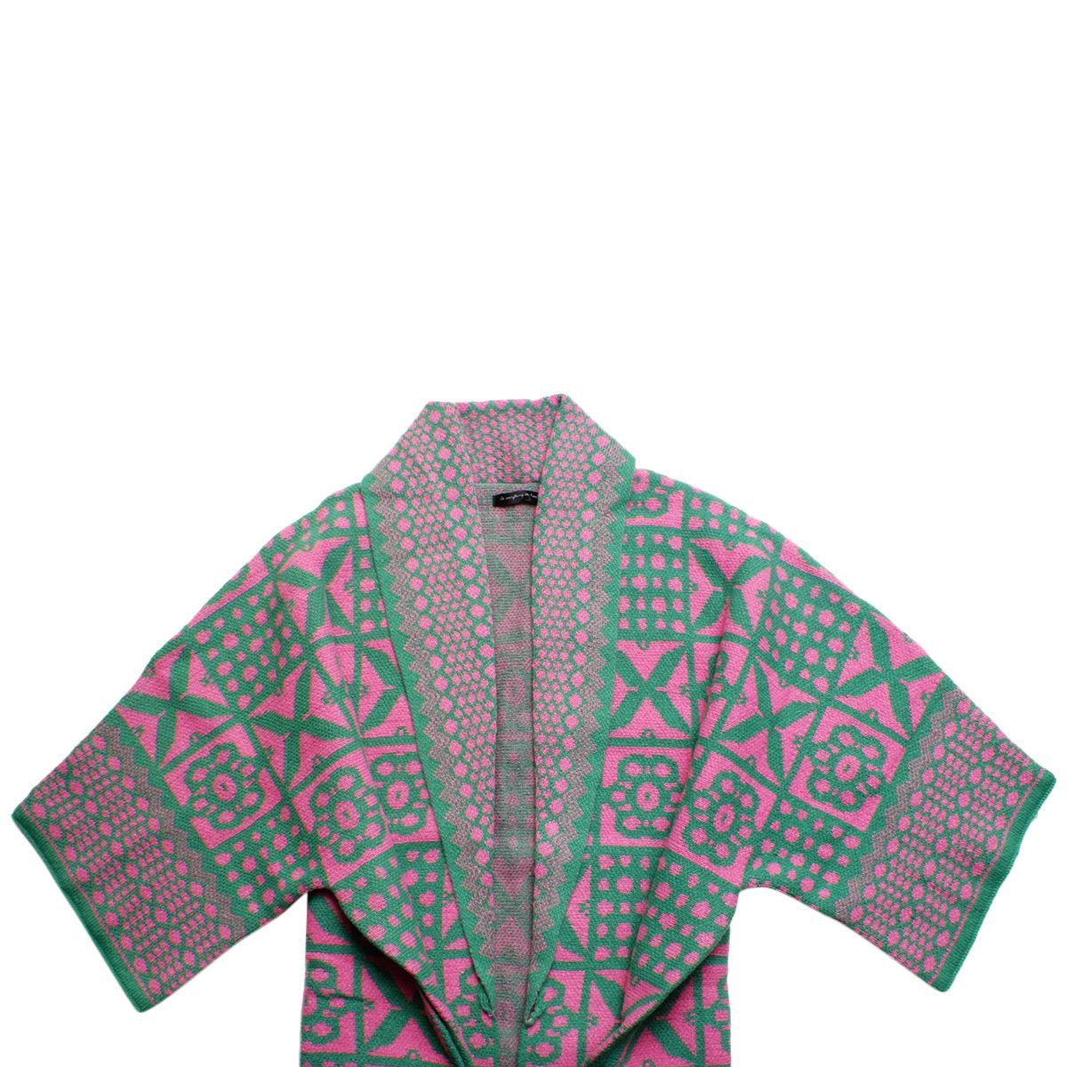 AKA Sorority Tile Print Knit Pink Green Cardigan